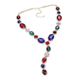 Glass Crystal Rhinestone Y Evening Necklace - Madeline Love - Flyclothing LLC