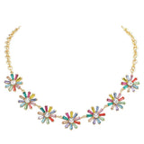 Glass Stone Embellished Flower Cluster Link Necklace - Madeline Love - Flyclothing LLC