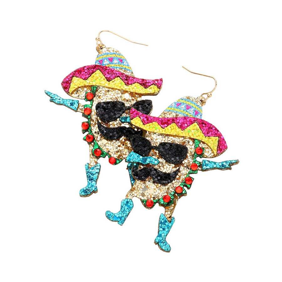 Glittered Hat Taco Dangle Earrings - Madeline Love - Flyclothing LLC