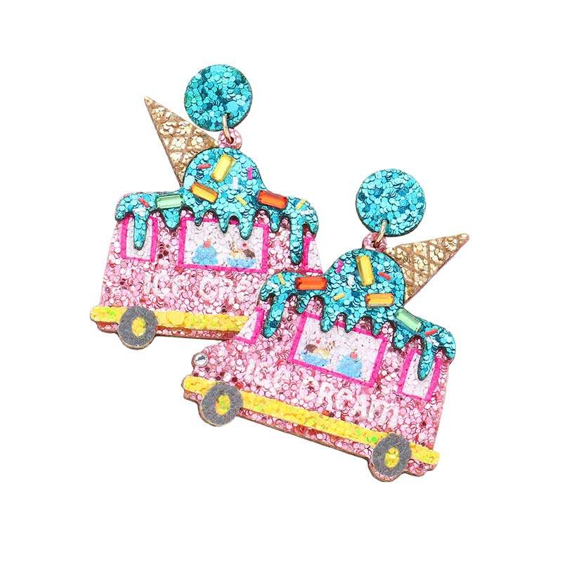 Glittered Ice Cream Truck Dangle Earrings - Madeline Love - Flyclothing LLC