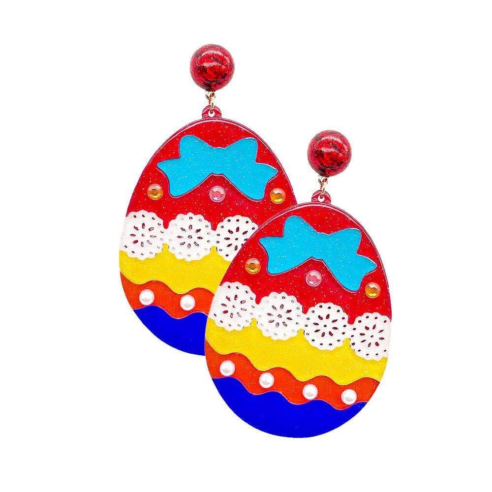 Glittered Resin Easter Egg Dangle Earrings - Madeline Love - Flyclothing LLC