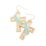 Happy Easter Message Confetti Cross Dangle Earrings - Madeline Love - Flyclothing LLC