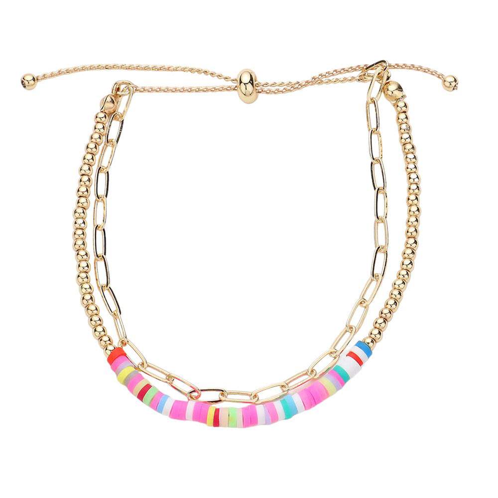 Heishi Beaded Pull Tie Cinch Bracelet - Madeline Love - Flyclothing LLC