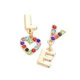 LOVE Rhinestone Message Mismatched Dangle Earrings - Madeline Love - Flyclothing LLC