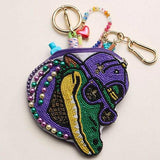 Mardi Gras Cool Alligator Seed Beaded Mini Pouch Bag - Madeline Love - Flyclothing LLC