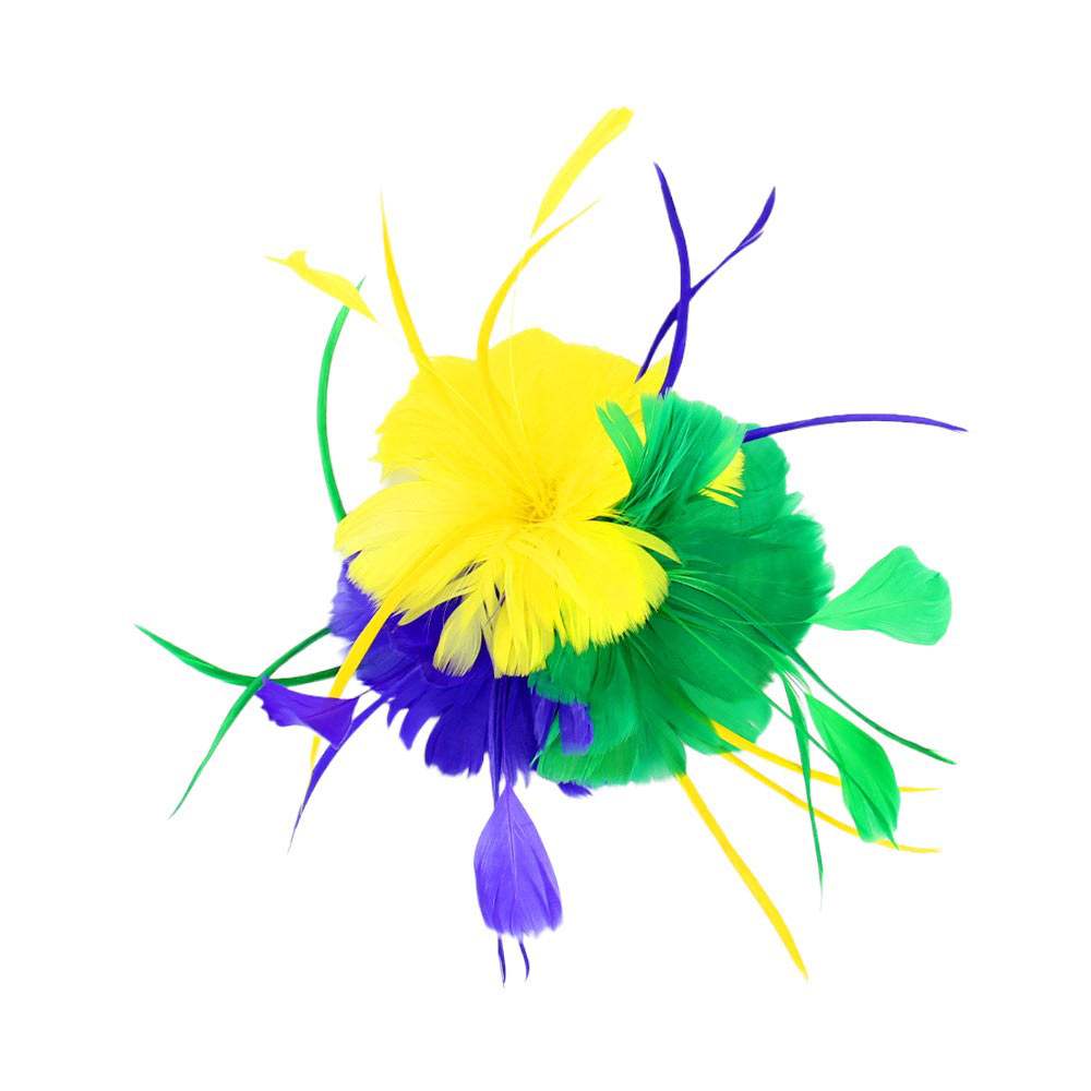 Mardi Gras Feather Mesh Flower Fascinator Headband - Madeline Love - Flyclothing LLC