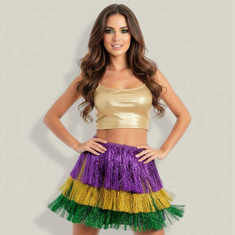 Mardi Gras Layered Fringe Skirt - Madeline Love - Flyclothing LLC