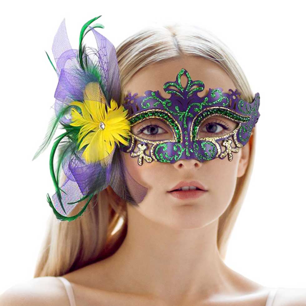 Mardi Gras Mask Venetian Feather Masquerade - Madeline Love - Flyclothing LLC