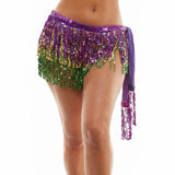 Mardi Gras Sequin Fringe Hip Scarf Skirt - Madeline Love - Flyclothing LLC