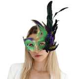 Mardi Gras Venetian Styled Mask With Feather Oneside - Madeline Love - Flyclothing LLC