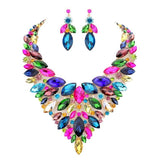 Marquise Stone Cluster Statement Evening Necklace - Madeline Love - Flyclothing LLC