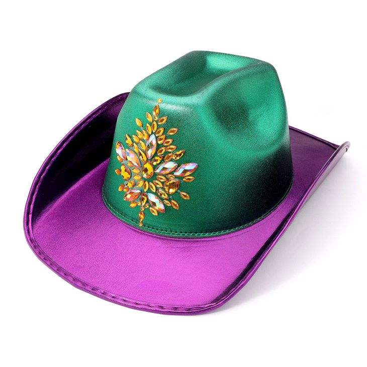 Marquise Stone Embellished Mardi Gras Fedora Hat - Madeline Love - Flyclothing LLC