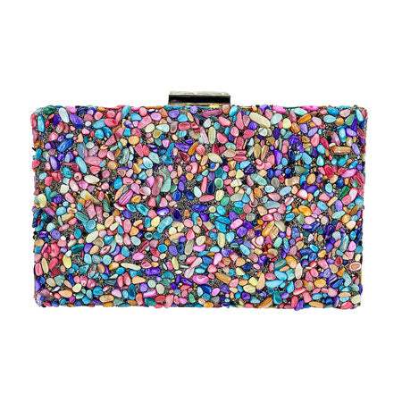 Mother of Pearl Cluster Clutch Crossbody Bag - Madeline Love - Flyclothing LLC