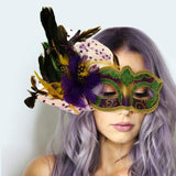 Mardi Gras Masquerade Venetian Feather Mask - Madeline Love - Flyclothing LLC