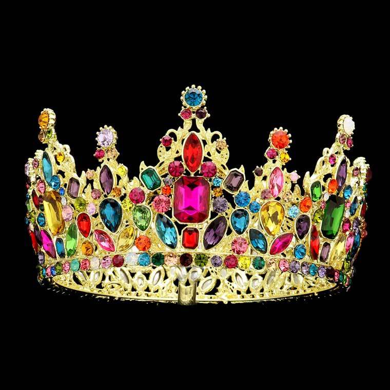 Multi Stone Cluster Crown Tiara - Madeline Love - Flyclothing LLC