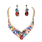 Oval Glass Crystal Evening Necklace - Madeline Love - Flyclothing LLC