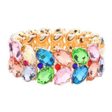 Oval Stone Cluster Stretch Evening Bracelet - Madeline Love - Flyclothing LLC