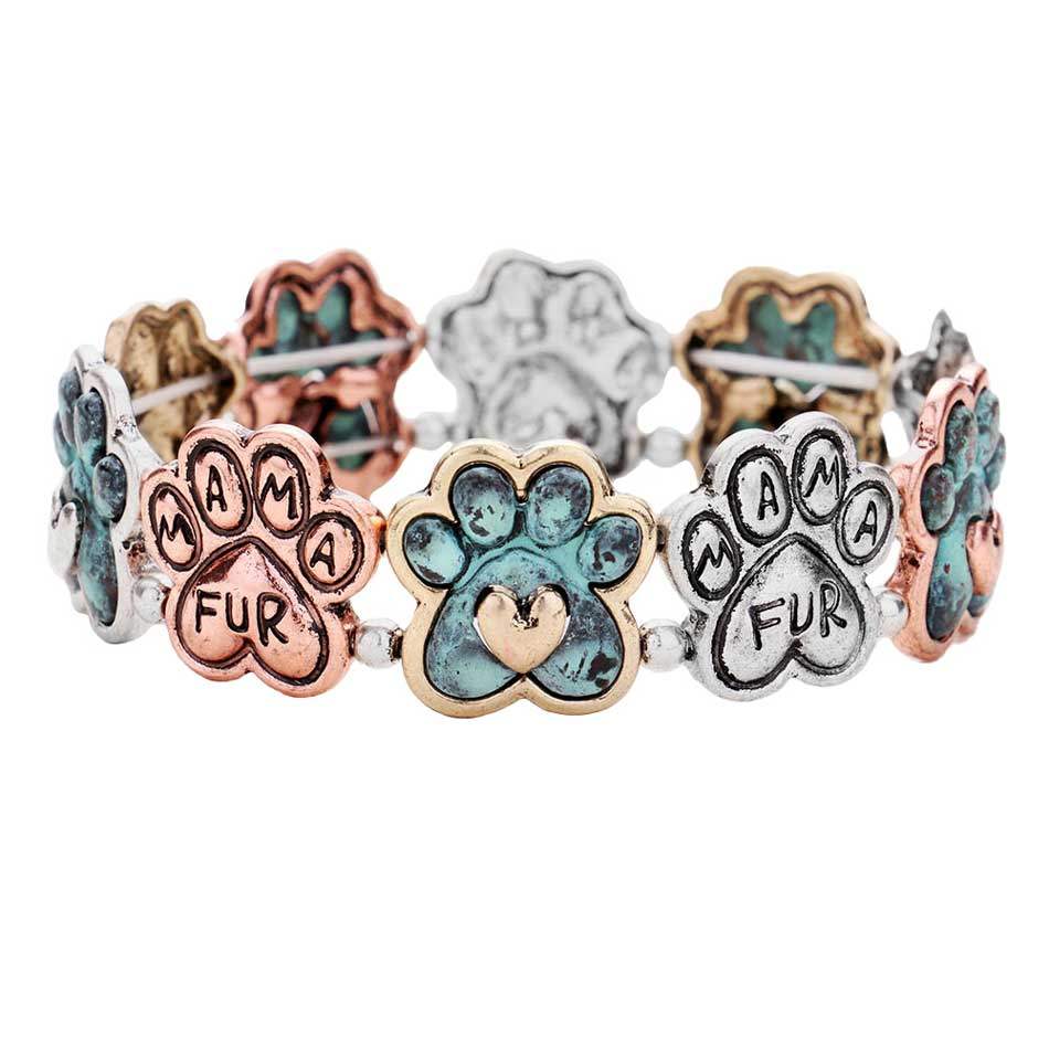 Fur Mama Animal Paw Metal Stretch Bracelet - Madeline Love - Flyclothing LLC