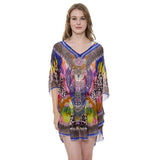 Mixed Print Cover Up Poncho - Madeline Love - Flyclothing LLC