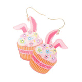 Resin Happy Easter Message Bunny Cupcake Dangle Earrings - Madeline Love - Flyclothing LLC