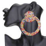 Rhinestone Pave Hexagon Open Circle Evening Earrings - Madeline Love - Flyclothing LLC