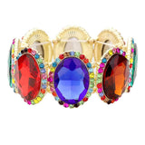 Rhinestone Trim Oval Crystal Stretch Evening Bracelet - Madeline Love - Flyclothing LLC