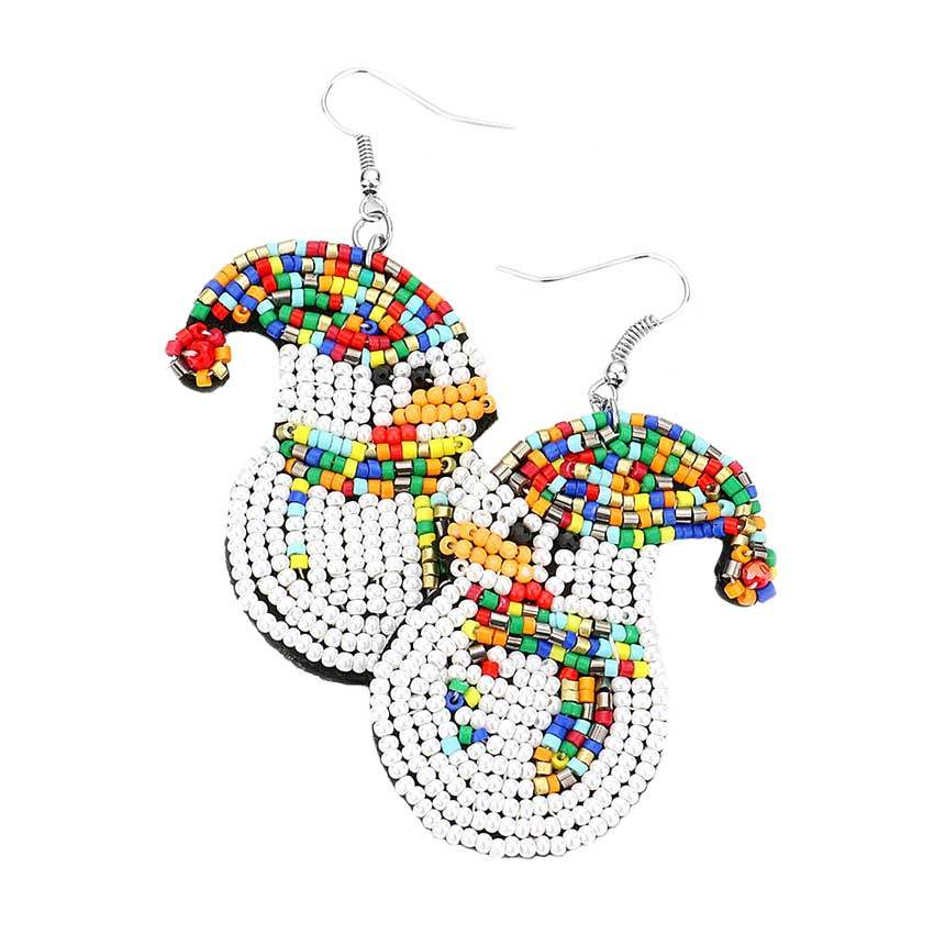 Felt Back Beaded Christmas Theme Duck Dangle Earrings - Madeline Love - Flyclothing LLC