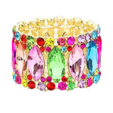 Round Marquise Stone Cluster Stretch Evening Bracelet - Madeline Love - Flyclothing LLC