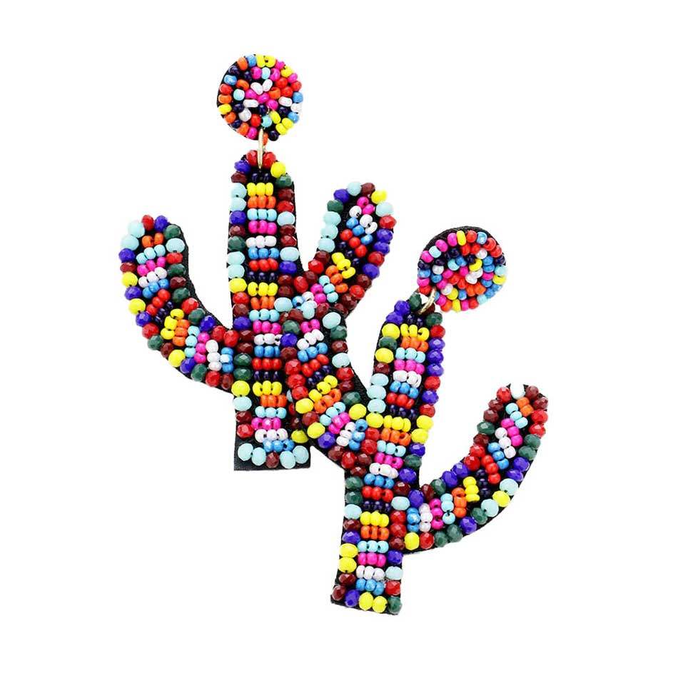 Seed Bead Cactus Earrings - Madeline Love - Flyclothing LLC