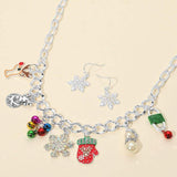 Christmas Mitten Reindeer Pearl Snowflake Charm Station Necklace - Madeline Love - Flyclothing LLC