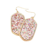 Sparkly Hexagon Frame Dangle Earrings - Madeline Love - Flyclothing LLC