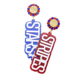 Star Stripes Glittered Message Dangle Earrings - Madeline Love - Flyclothing LLC