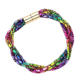 Stone Embellished Twisted Magnetic Bracelet - Madeline Love - Flyclothing LLC