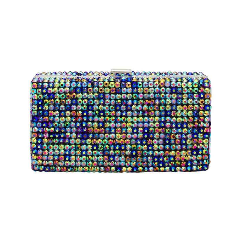 Studded Bling Rectangle Evening Clutch Crossbody Bag - Madeline Love - Flyclothing LLC