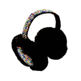 Studded Fluffy Plush Fur Foldable Earmuff - Madeline Love - Flyclothing LLC