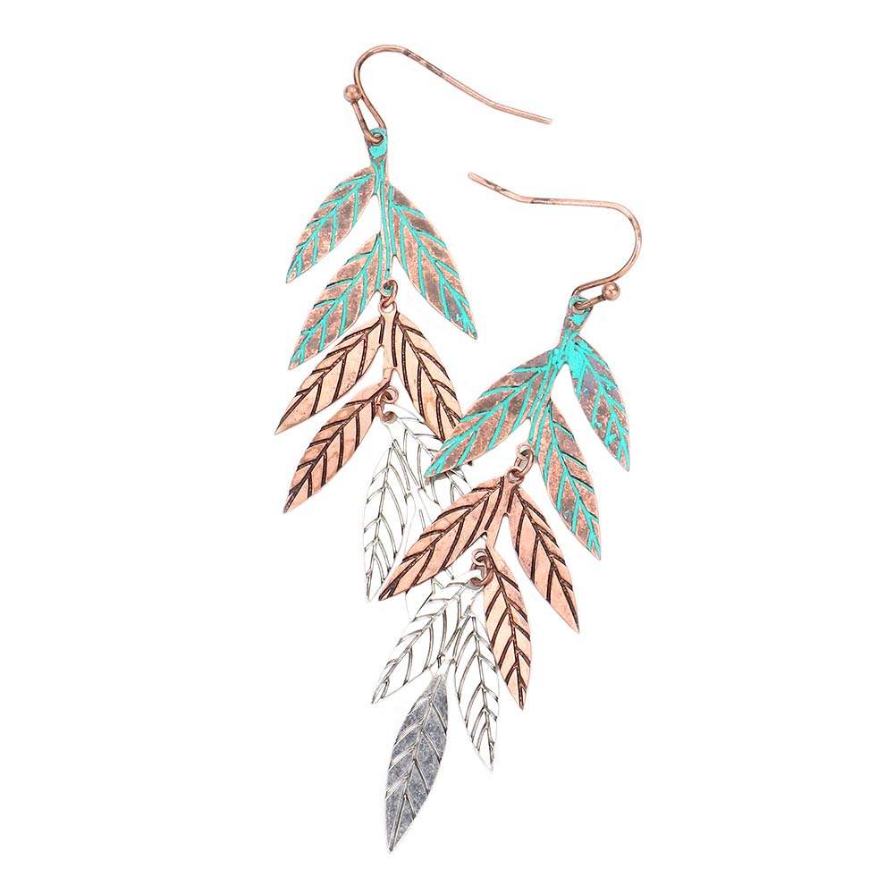 Stunning Metal Leaf Dangle Earrings - Madeline Love - Flyclothing LLC
