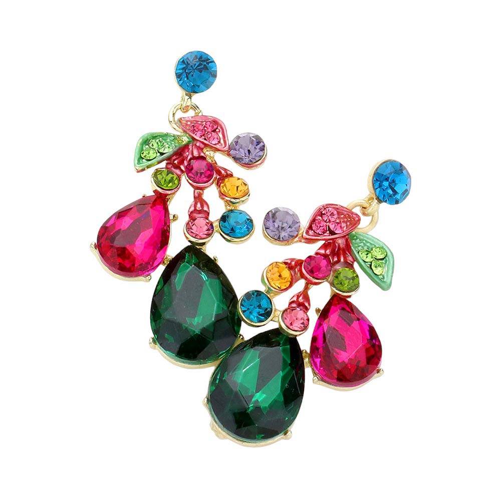 Teardrop Stone Cluster Dangle Evening Earrings - Madeline Love - Flyclothing LLC