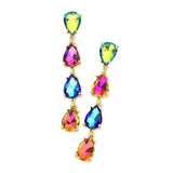 Teardrop Stone Link Dangle Evening Earrings - Madeline Love - Flyclothing LLC