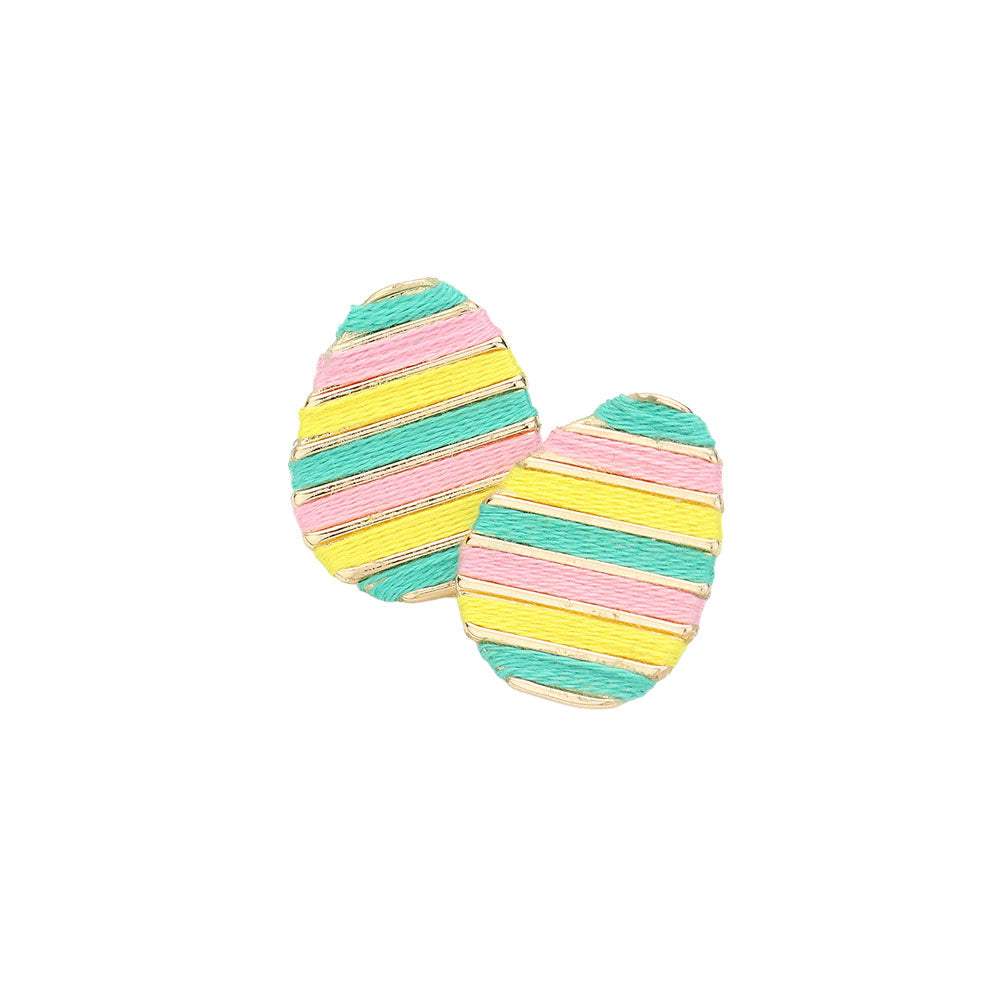 Thread Wrapped Easter Egg Stud Earrings - Madeline Love - Flyclothing LLC