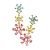 Triple Flower Link Dangle Evening Earrings - Madeline Love - Flyclothing LLC