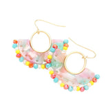 Half Round Celluloid Acetate Faceted Bead Trimmed Earrings - Madeline Love - Flyclothing LLC