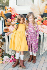 Mustard 3/4 Sleeve Pocket Twirl Dress - Mila & Rose ® - Flyclothing LLC
