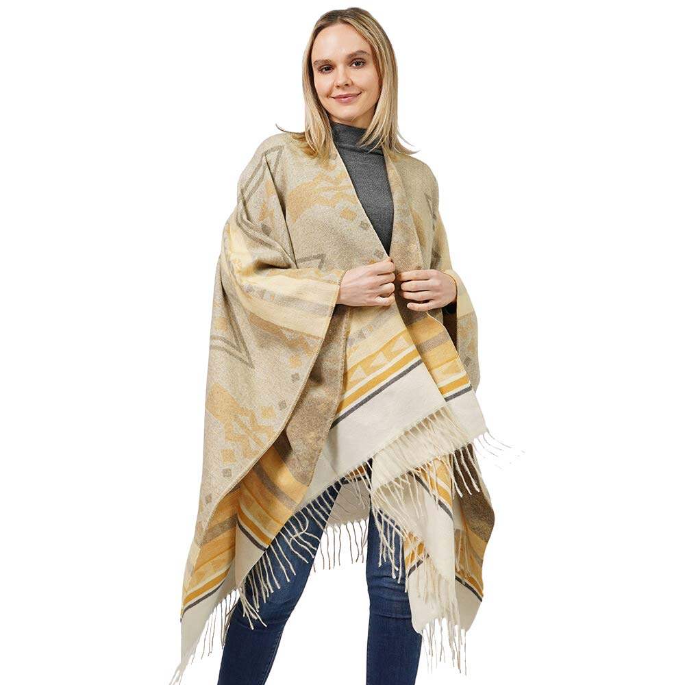 Beautiful Aztec Patterned Cape Poncho - Madeline Love - Flyclothing LLC