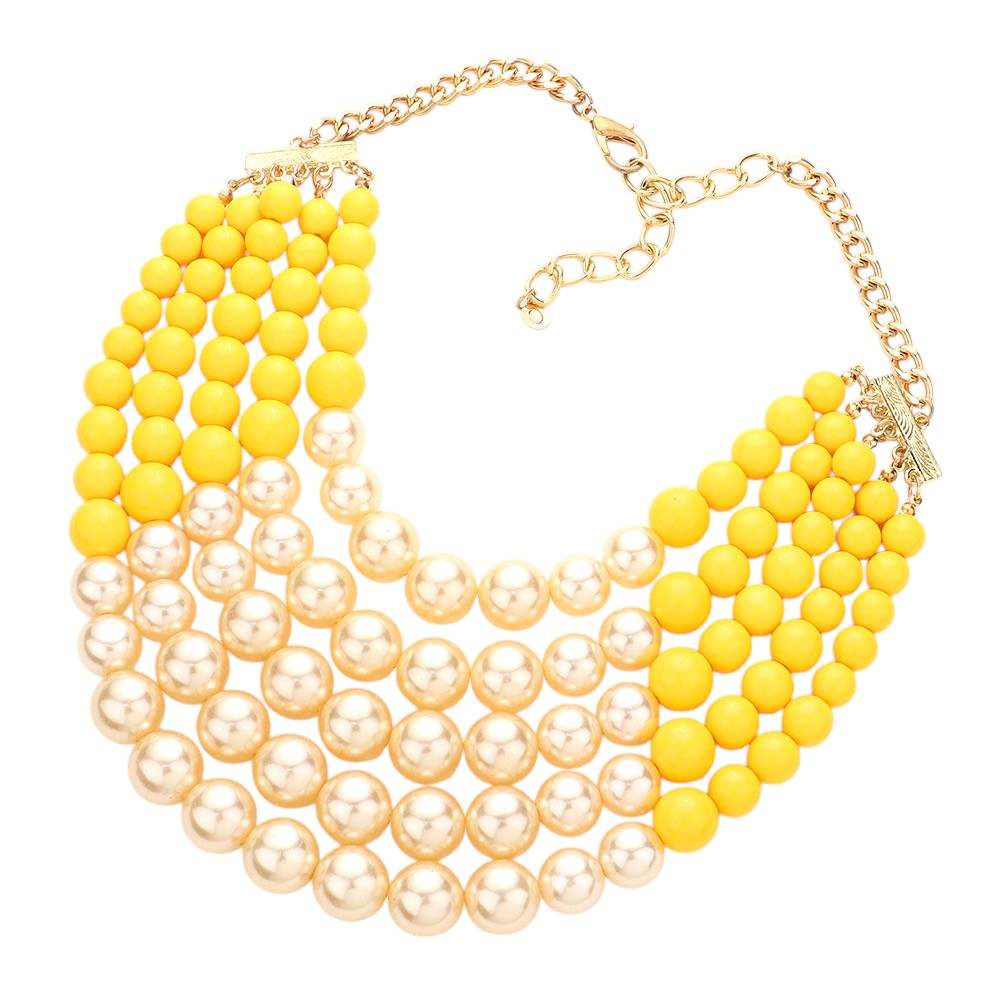 Chunky Multi Strand Pearl Bib Necklace - Madeline Love - Flyclothing LLC