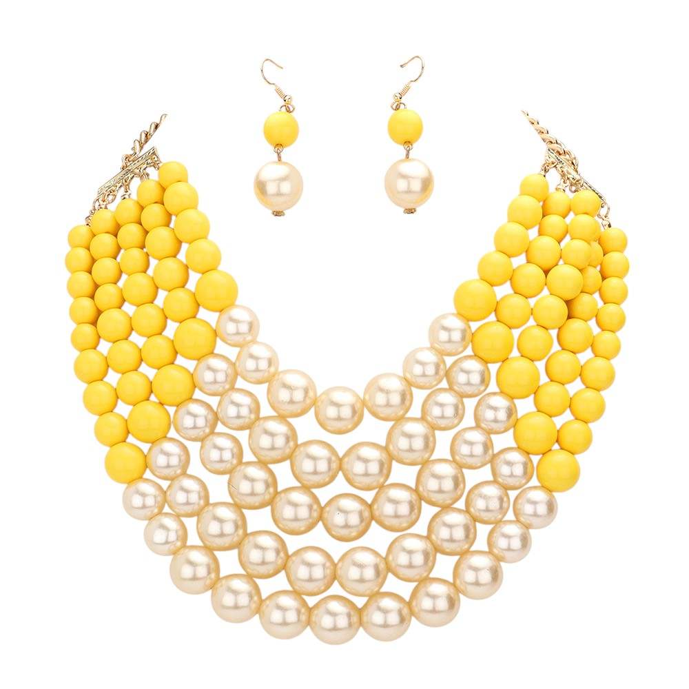 Chunky Multi Strand Pearl Bib Necklace - Madeline Love - Flyclothing LLC