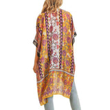 Flower Patterned Cover Up Kimono Poncho - Madeline Love - Flyclothing LLC