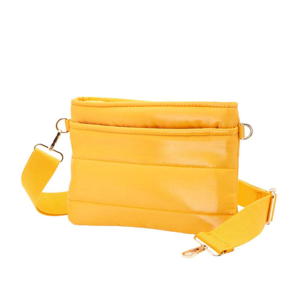 Glossy Solid Puffer Crossbody Bag - Madeline Love - Flyclothing LLC