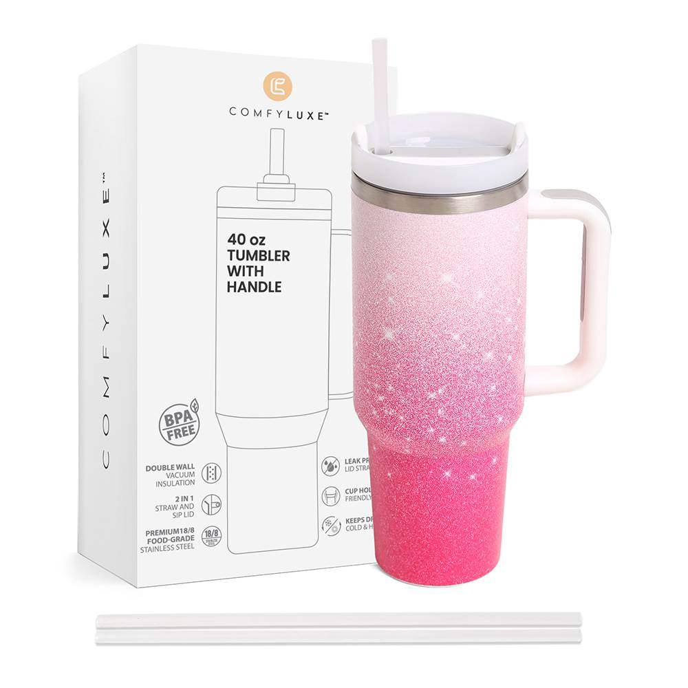 Gradient 40oz Double Wall Stainless Steel Tumbler With Handle - Madeline Love - Flyclothing LLC