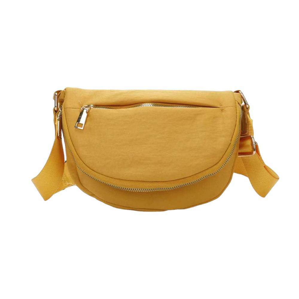 Half Round Solid Nylon Crossbody Bag - Madeline Love - Flyclothing LLC