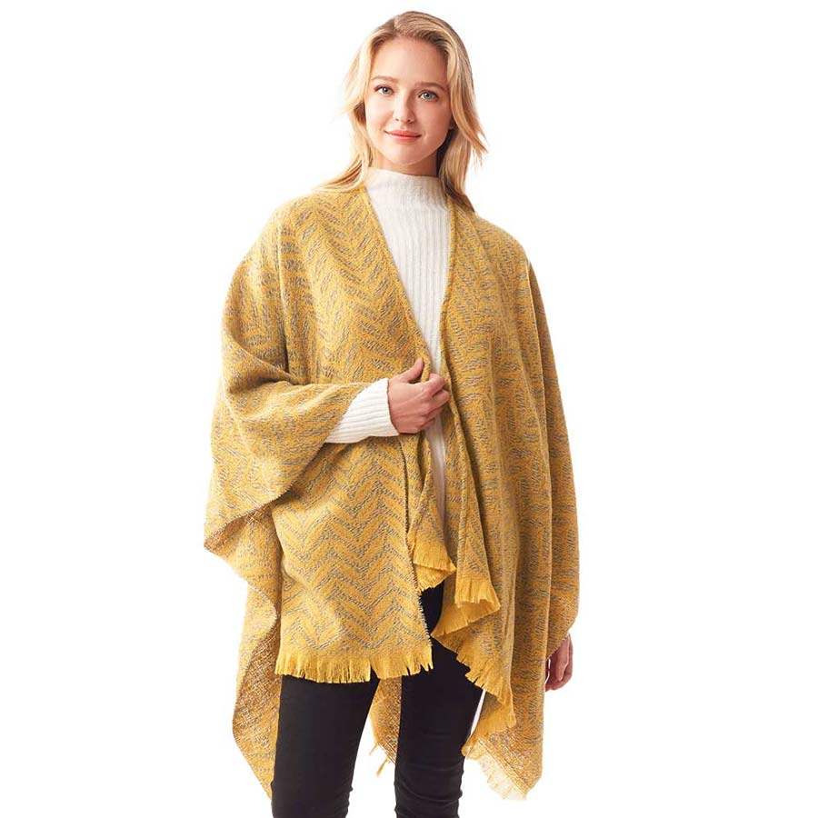 Leaf Patterned Poncho Shawl Wrap - Madeline Love - Flyclothing LLC